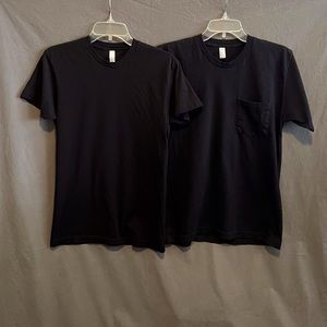 Lot of 2 - American Apparel - Black Crew Neck T-Shirts - Size Medium - Mens